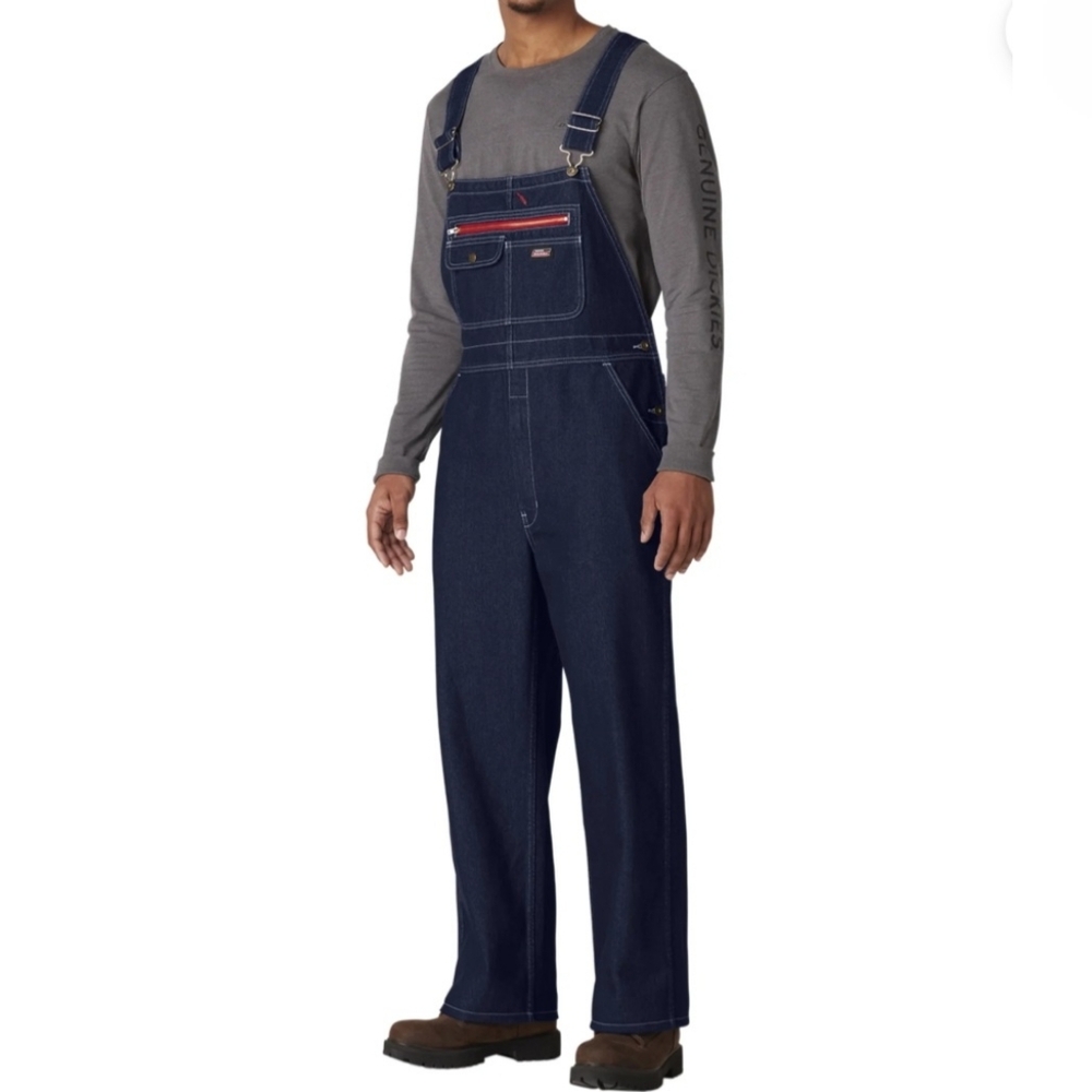 Dickies Bib Blue Denim Overalls Men's Size M Regular